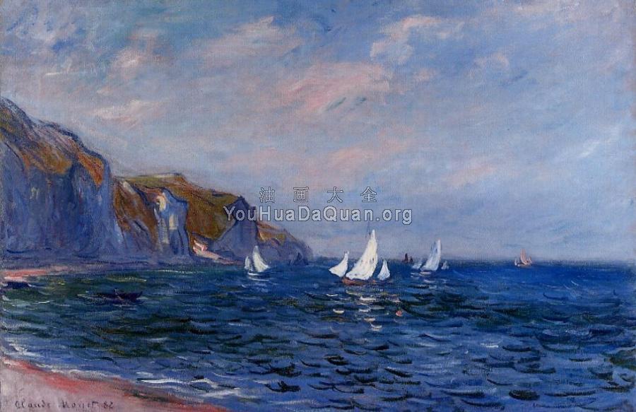 Cliffs and Sailboats at Pourville - 克劳德·莫奈